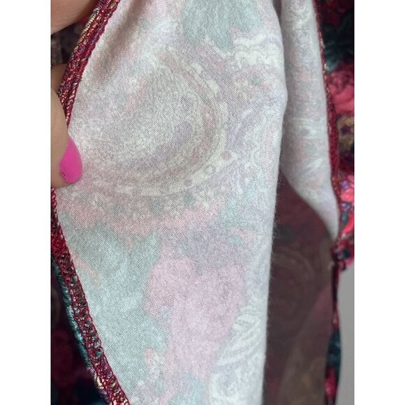 Kathryn Satin Floral Nightgown L Pink Paisley Vtg Boho Western Retro 80s - Picture 8 of 16